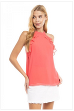 Load image into Gallery viewer, sleeveless ruffle halter top
